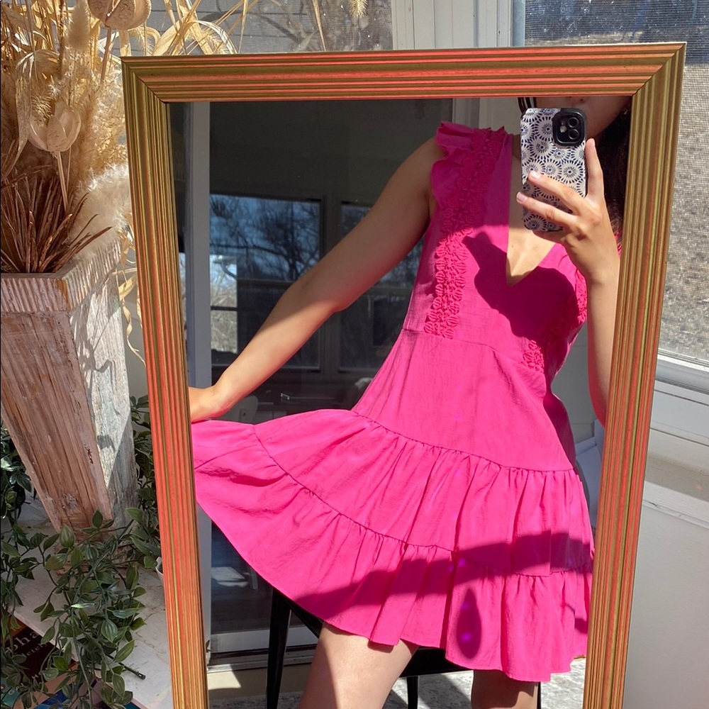 Pink Ruffle Mini Dress - Picture 3 of 5